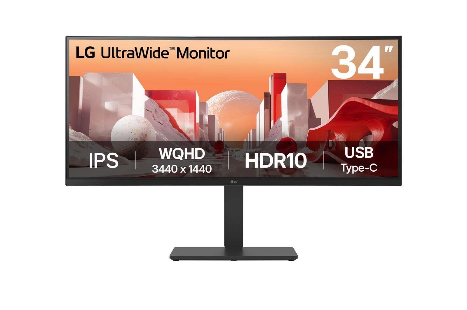 LCD Monitor LG 34 " 3440 x 1440 pixels Wide Quad HD Native aspect ratio 21:9 LCD Curved 34BA75QE-B
