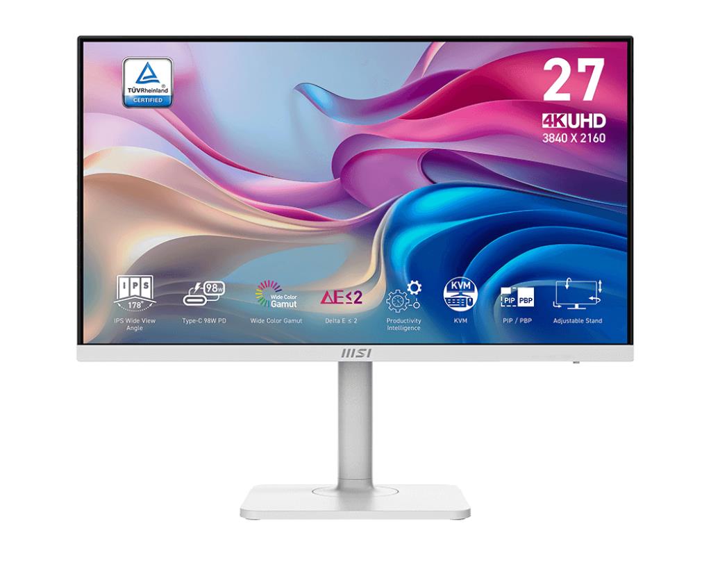 LCD Monitor MSI MODERN MD272UPHW 27" /4K Matte Panel IPS 3840x2160 16:9 60Hz 4 ms Speakers Colour White MODERNMD272UPHW