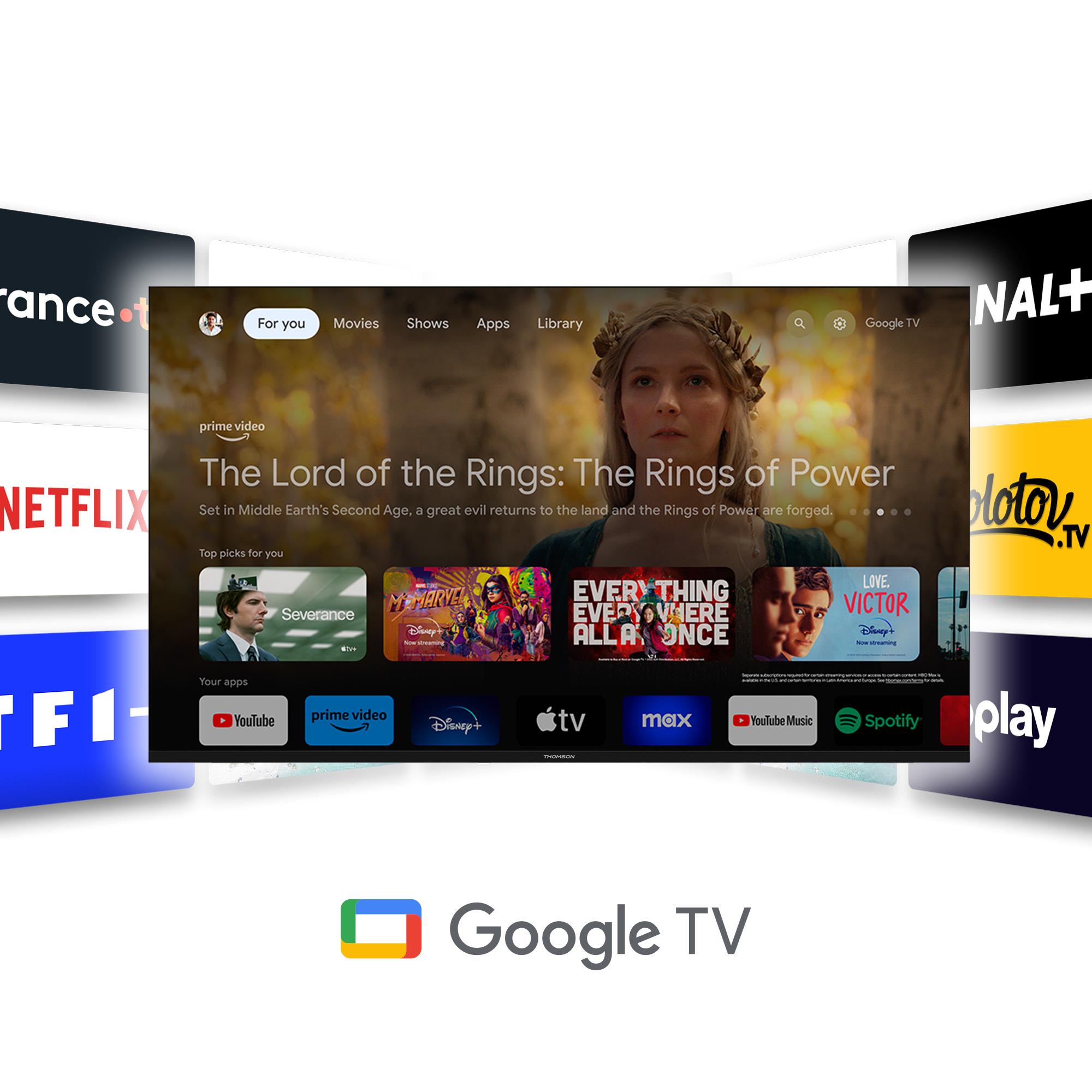 TV Set THOMSON 50" 4K/Smart QLED 3840x2160 Wireless LAN Bluetooth Google TV Black 50QG6C14 - Image 11