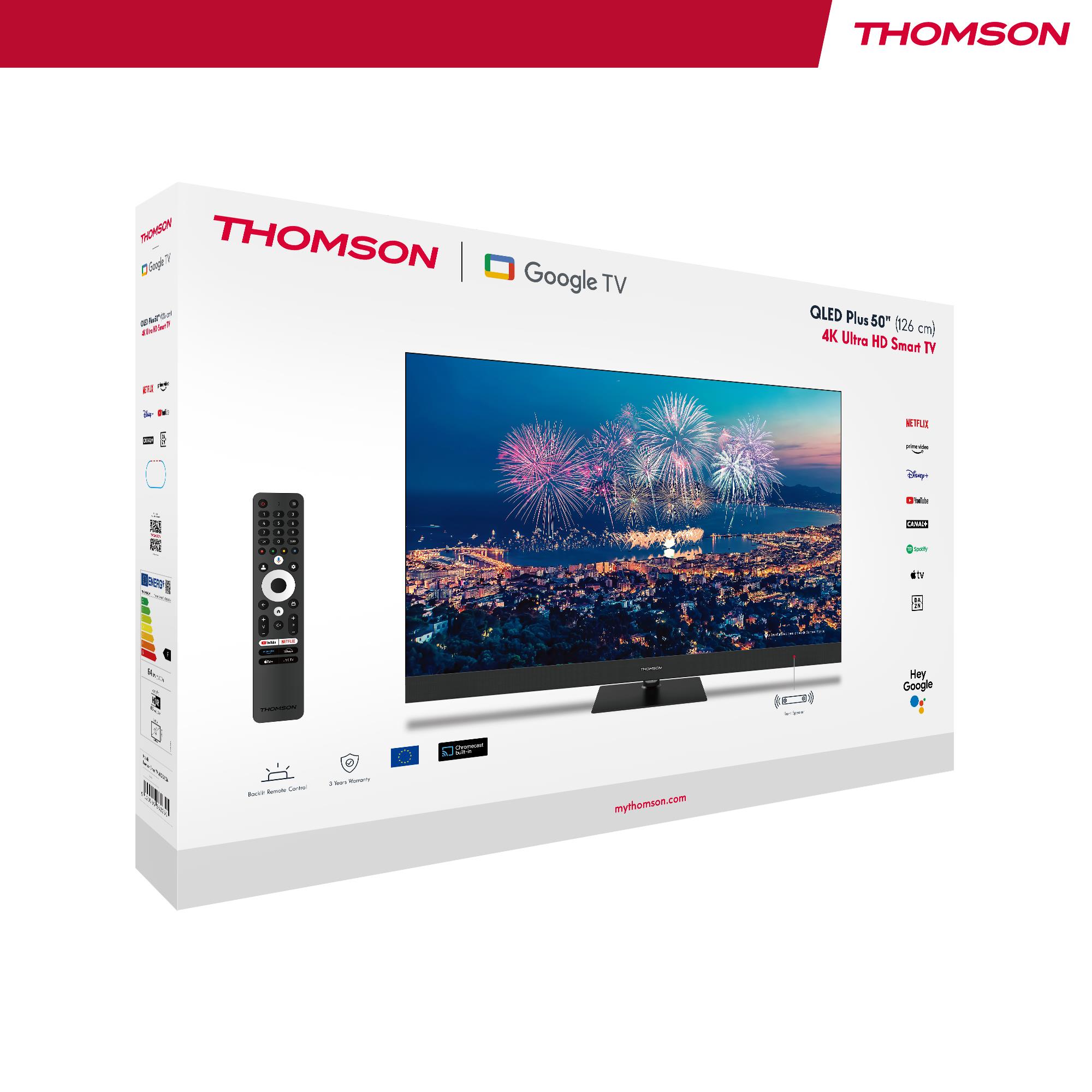 TV Set THOMSON 50" 4K/Smart QLED 3840x2160 Wireless LAN Bluetooth Google TV Black 50QG6C14 - Image 3