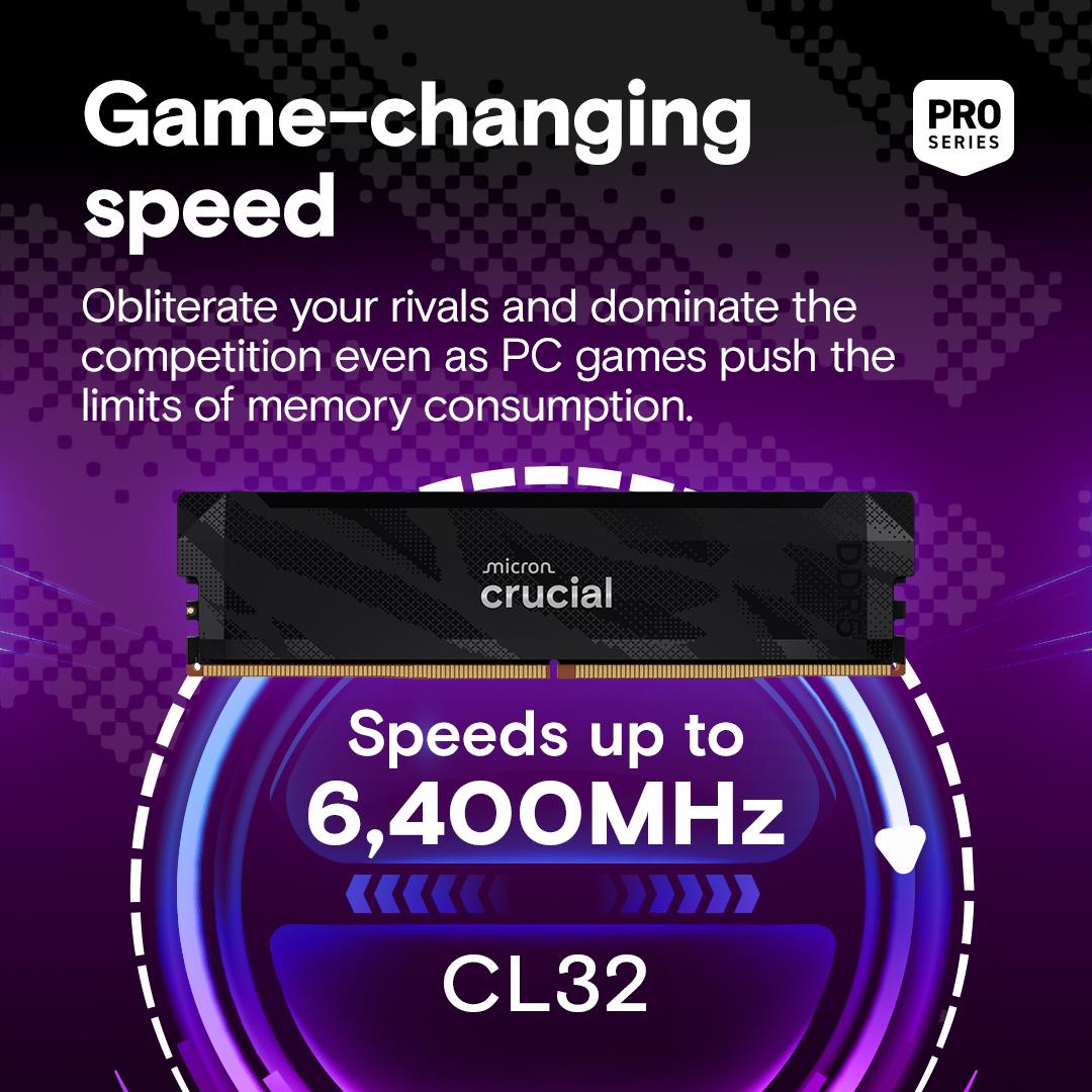 MEMORY DIMM PRO 32GB DDR5-6400/KIT2 CP2K16G64C32U5B CRUCIAL - Image 2