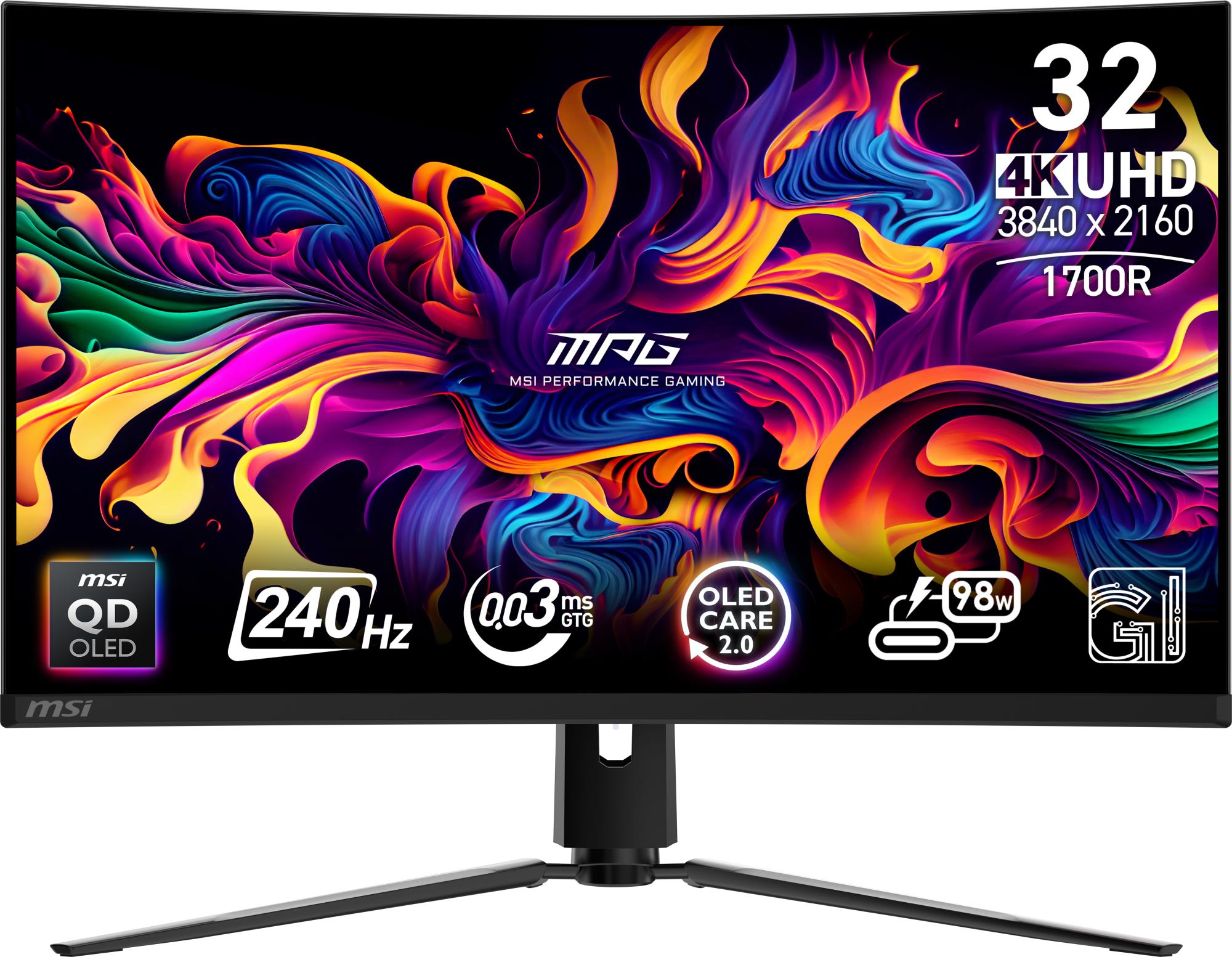 Monitor MSI MPG 321CURX QD-OLED 31.5" /Curved/4K Panel QD-OLED 3840x2160 16:9 240 Hz 0.03 ms MPG321CURXQD-OLED