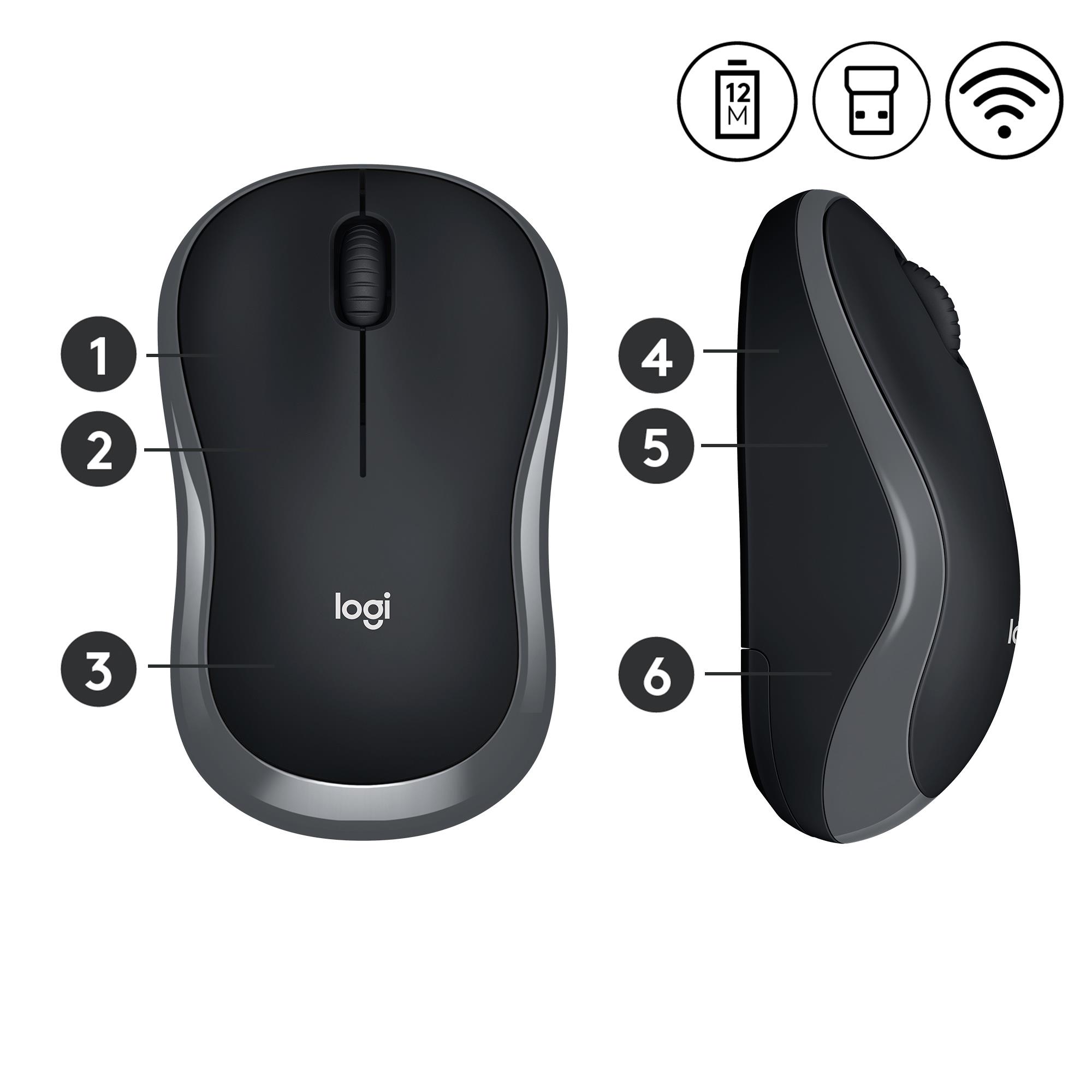 MOUSE USB OPTICAL WRL M185/GREY 910-002238 LOGITECH - Image 4